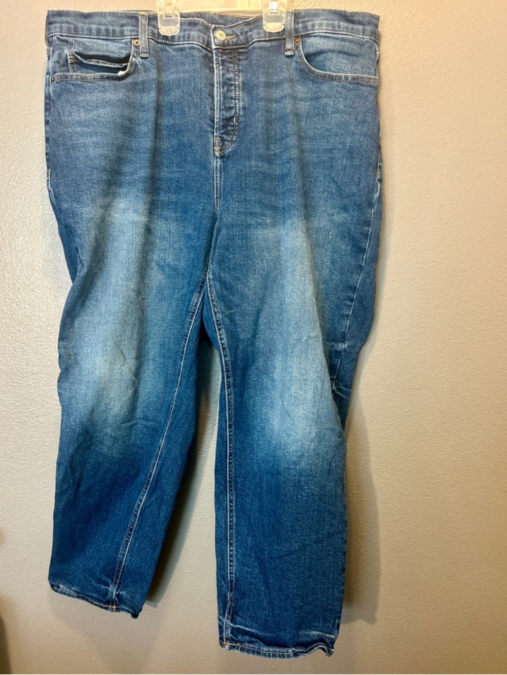 Old Navy Size 20 Curvy Button Fly Sky-Hi Straight Extra High Rise Jeans Blue